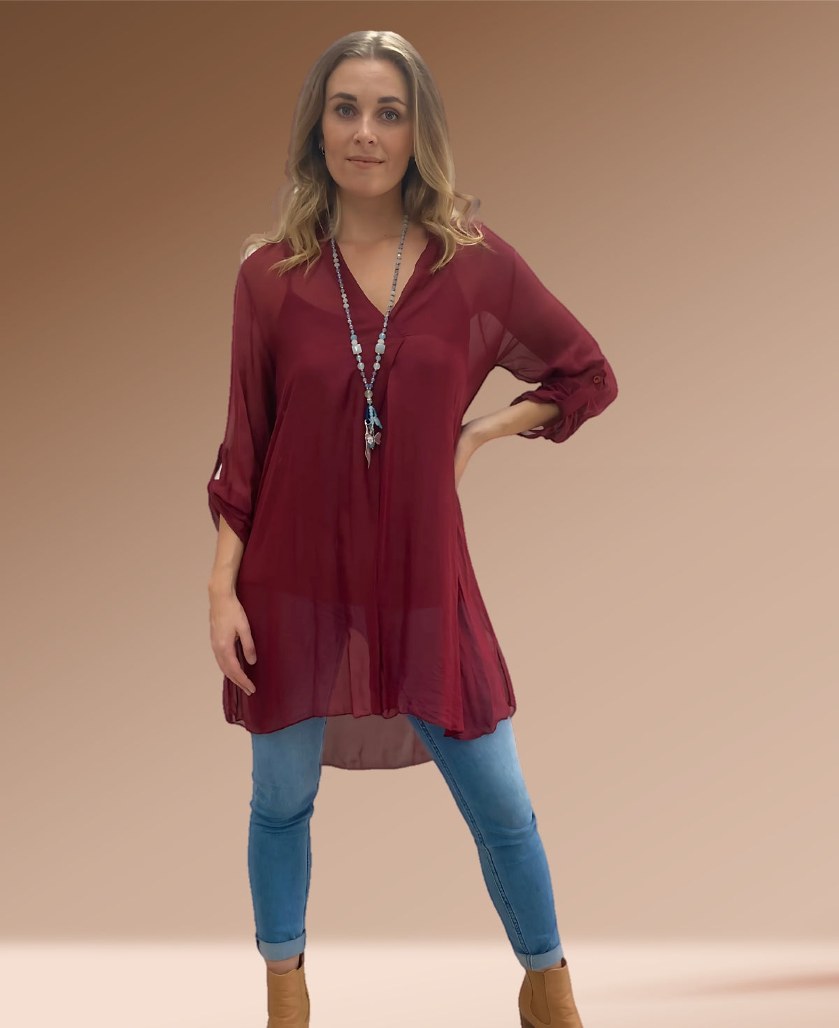April Long Silk Top