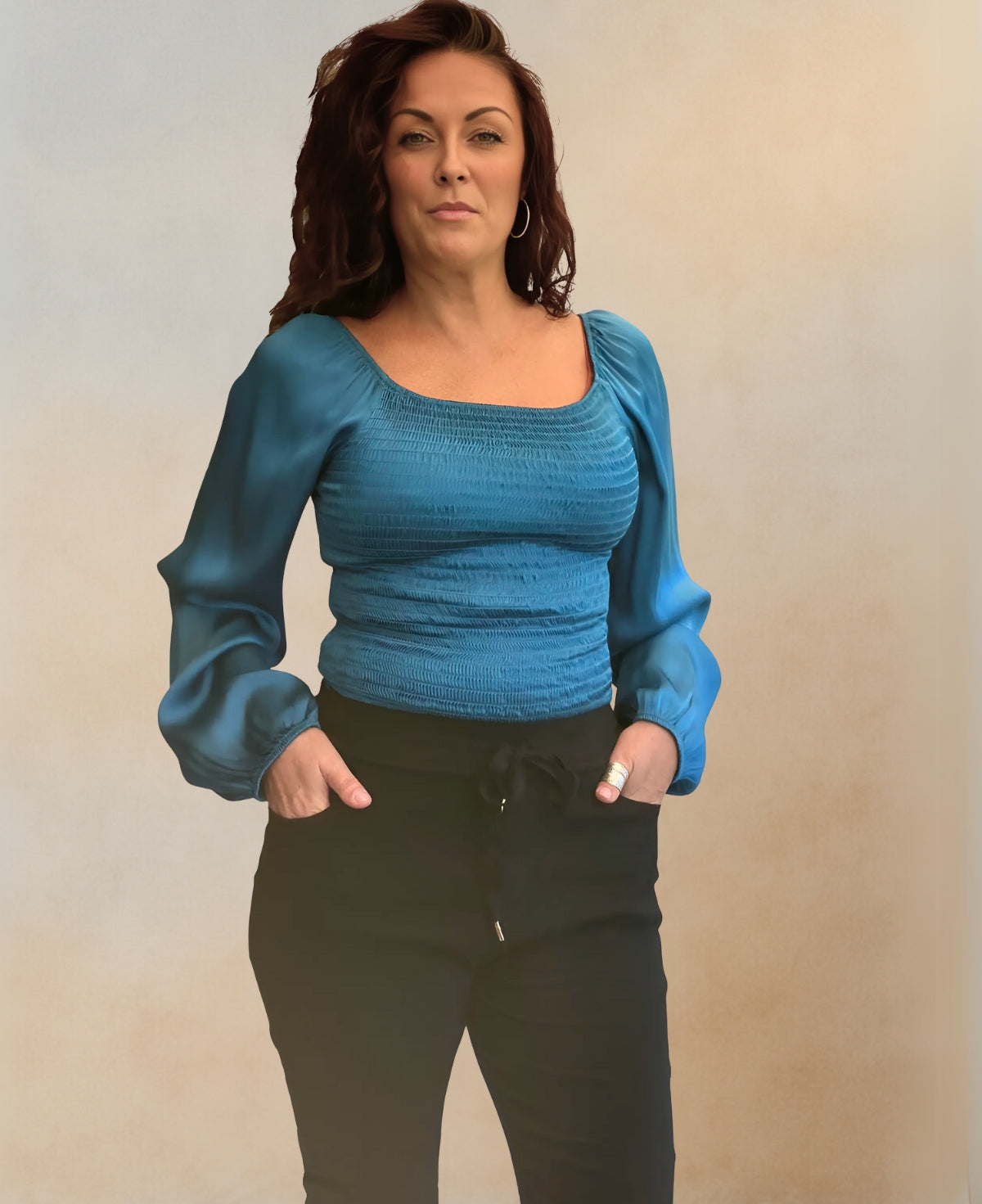Shirred Satin Top
