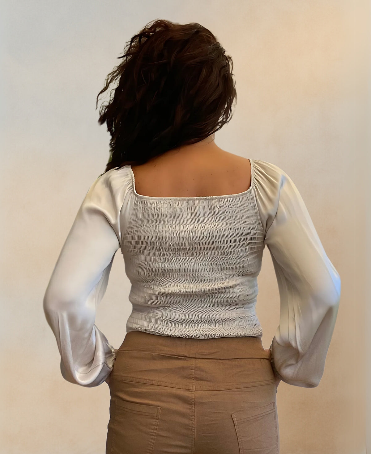 Shirred Satin Top