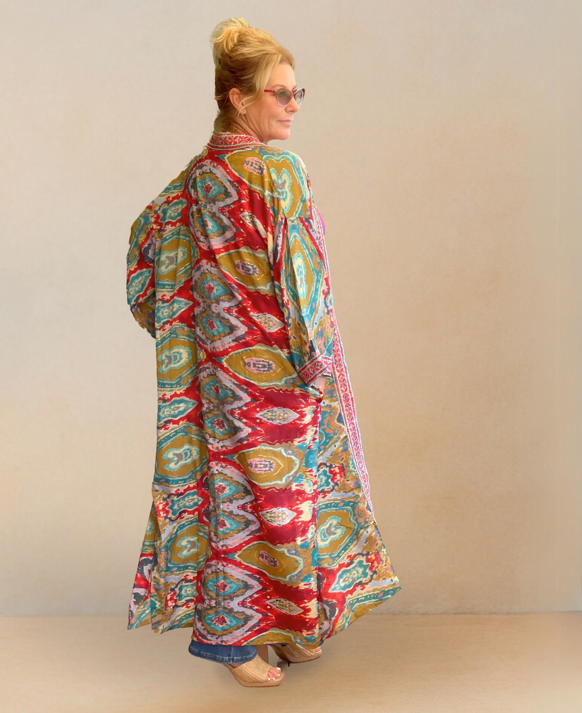 Amber Embroidered Silk Kimono