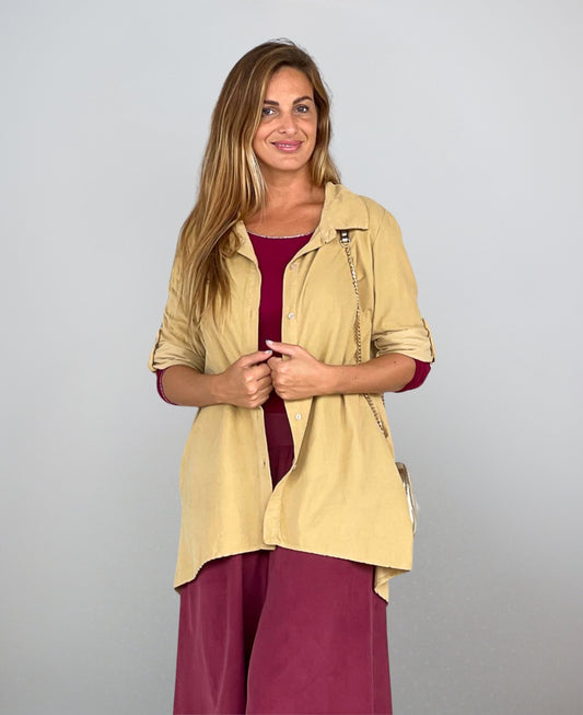 Light Camel Dawn Corduroy Shirt crafted from premium ribbed cotton, designed for timeless style and comfort