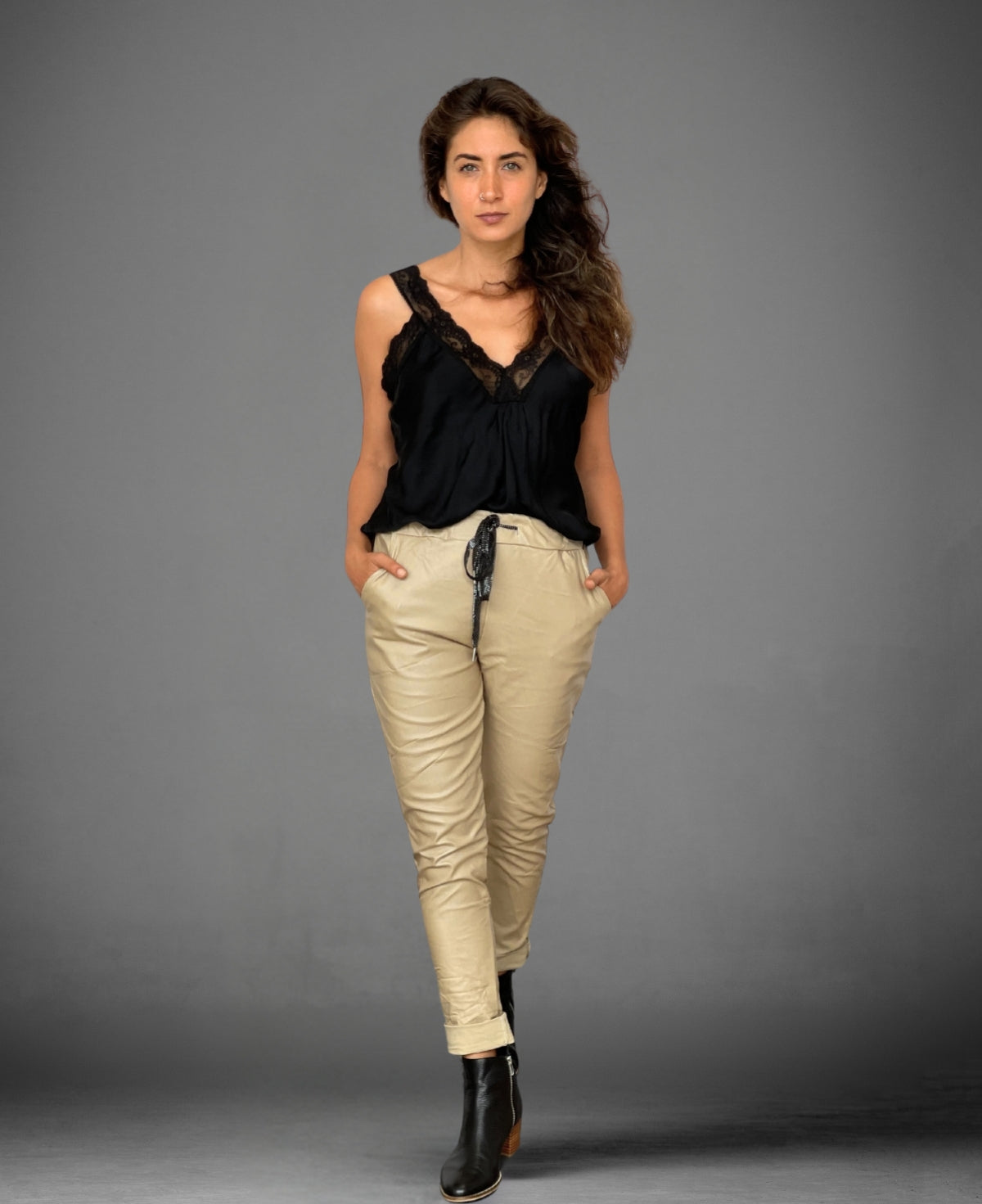 Blonde (light cream) Leatherette Vegan Pants, a stylish and versatile wardrobe essential.