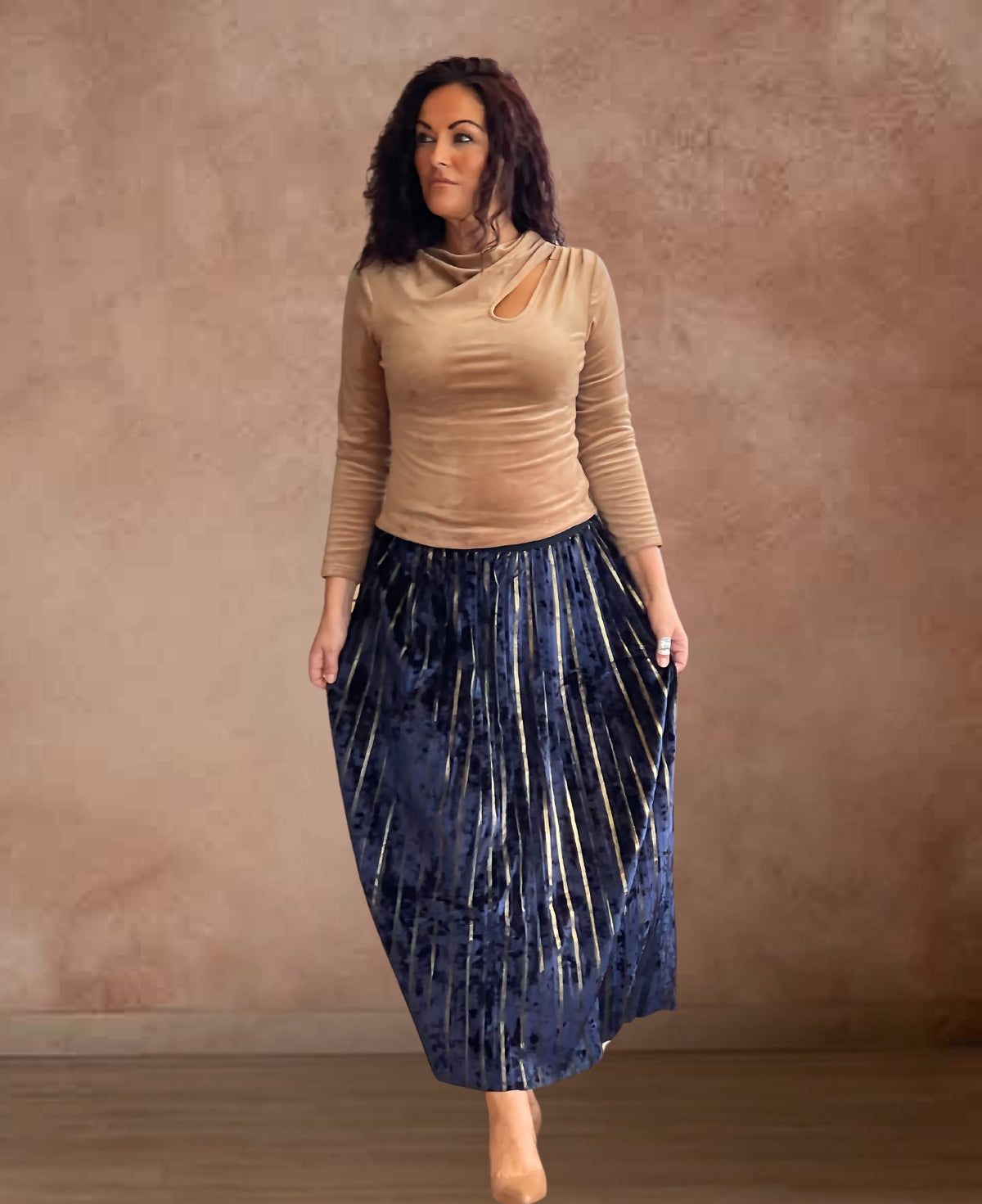 Chic and sophisticated Nikita Velour Skirt in navy, designed for comfort and effortless style.
