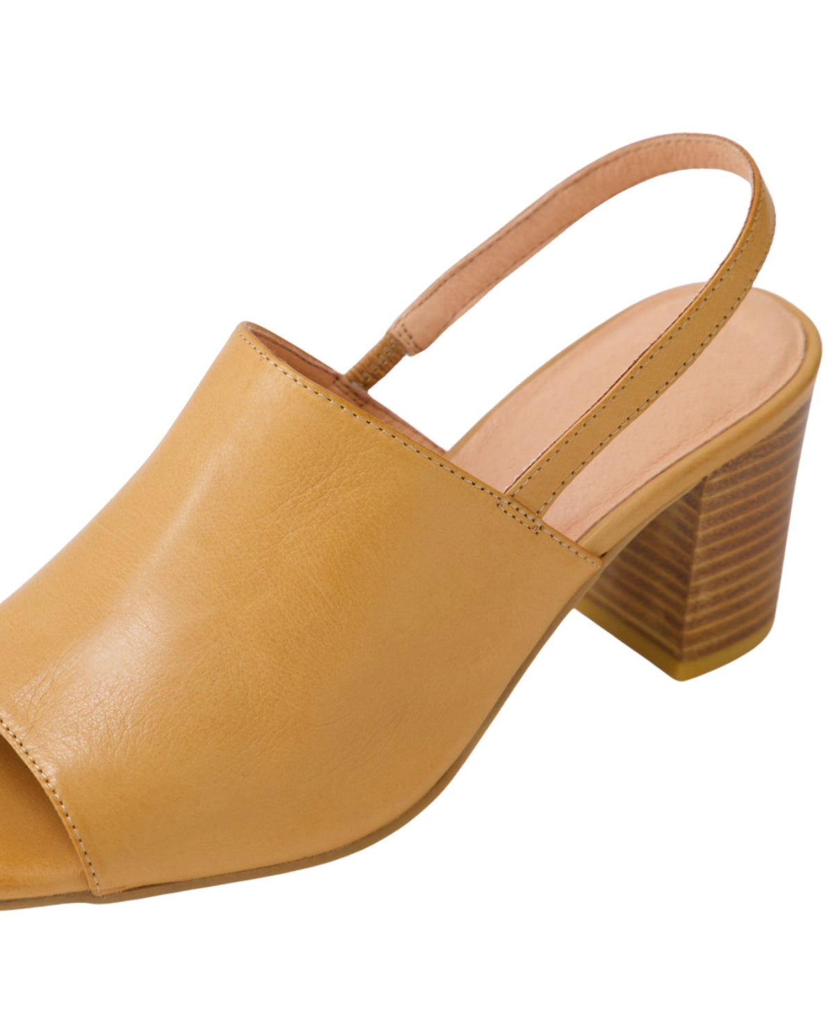 Close-up of the PYPER leather mule, showing premium leather craftsmanship, stitching, and refined design.
