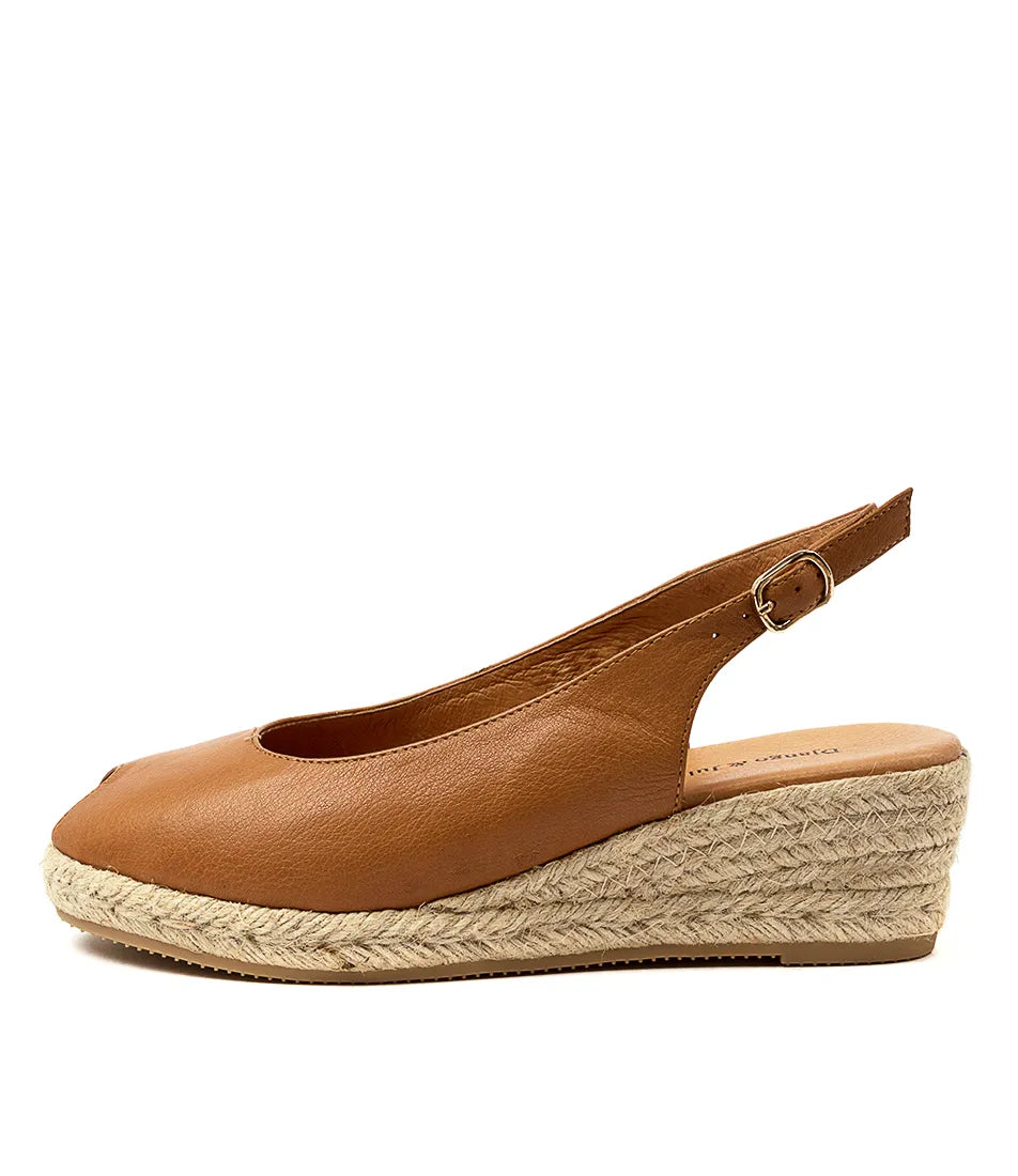 Side profile of the SANIARLY leather espadrille wedge sandal by Django & Juliette, featuring a jute wedge heel and elegant buckled slingback strap.