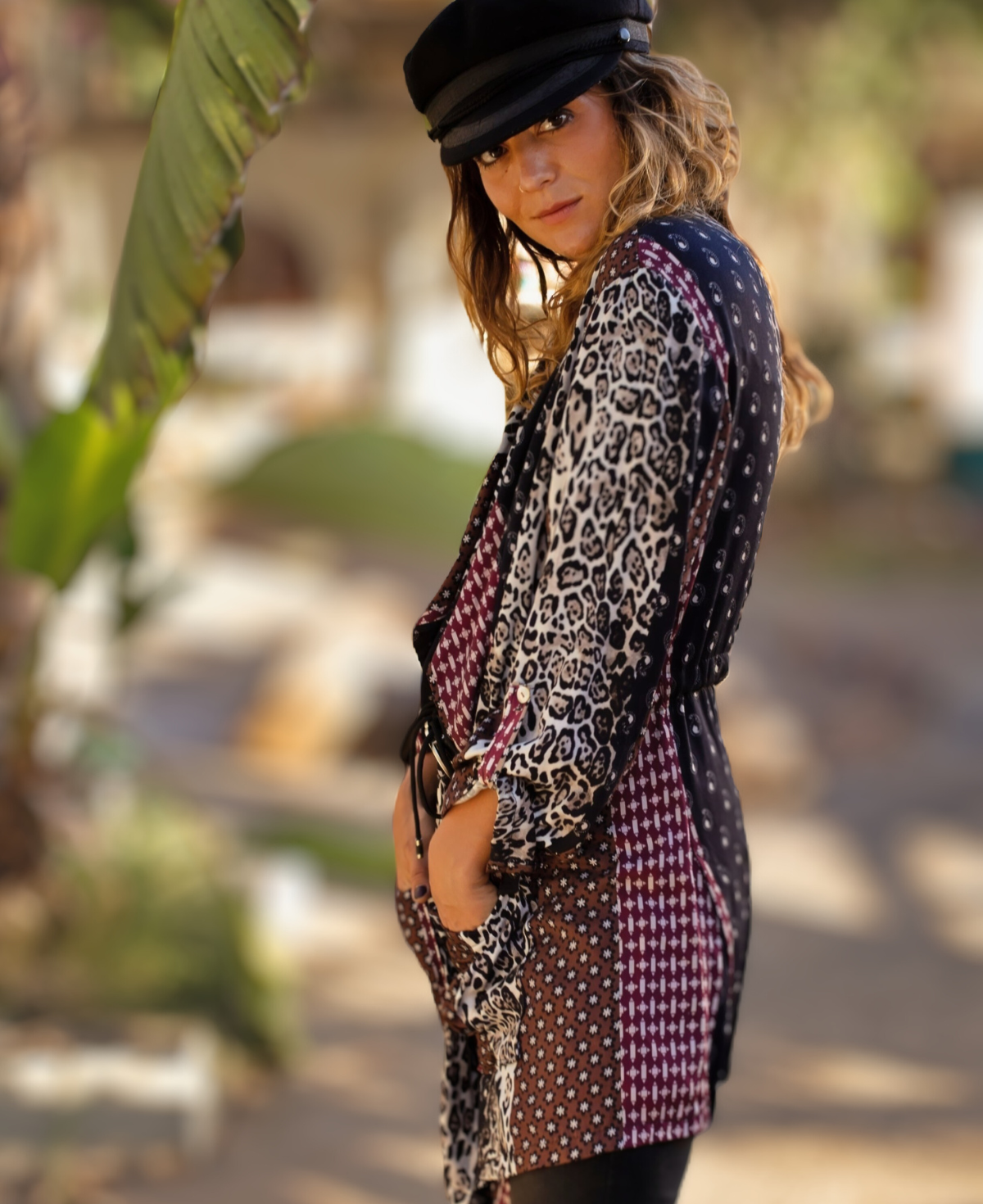 Anoushka short kimono side view with pockets lightweight printed kimono jacket