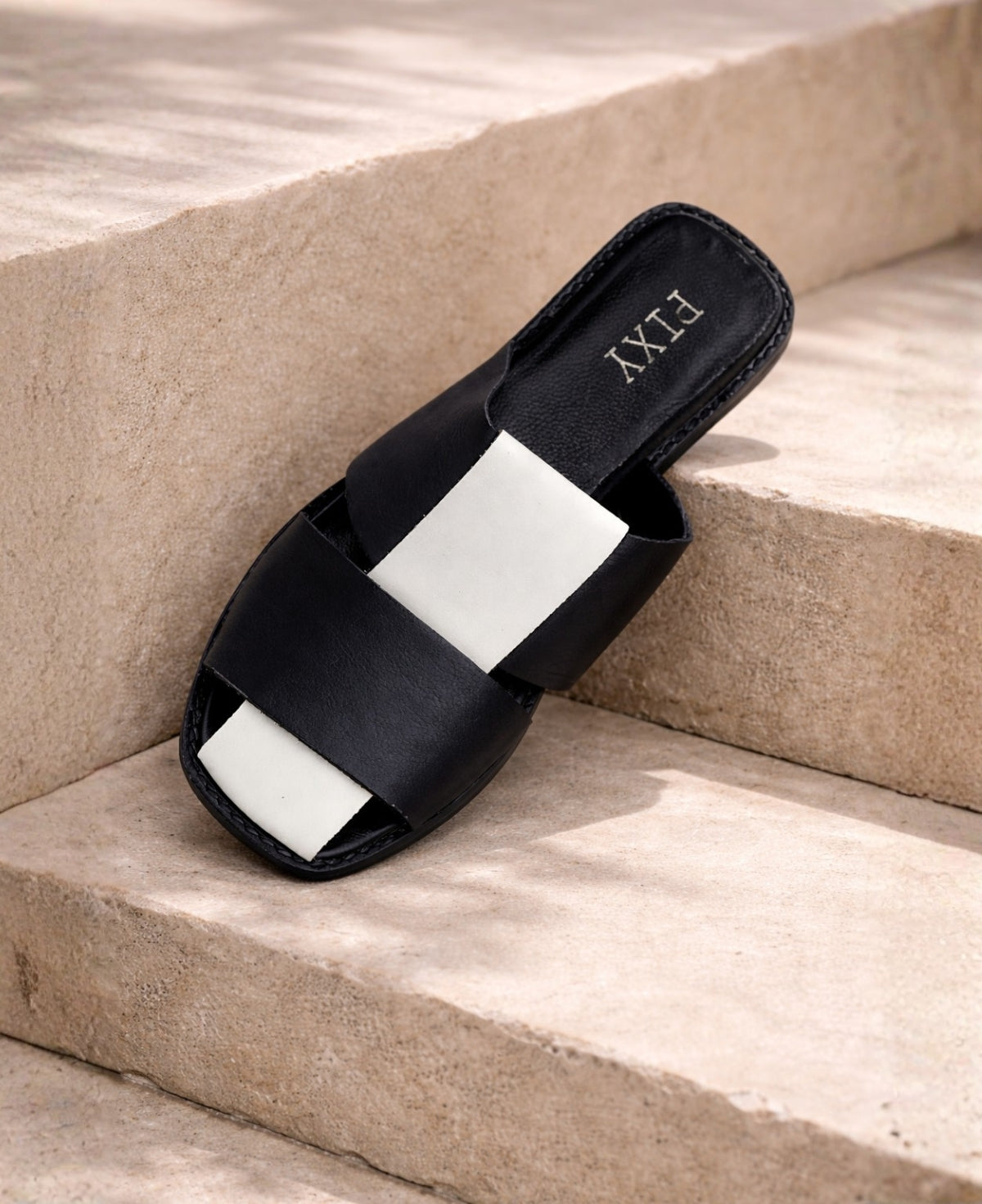 Pixy Harlequin Slide – Leather Flat Sandal